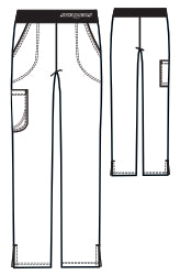 Line Drawing for Breeze 3-Pocket Scrub Pant - Pewter