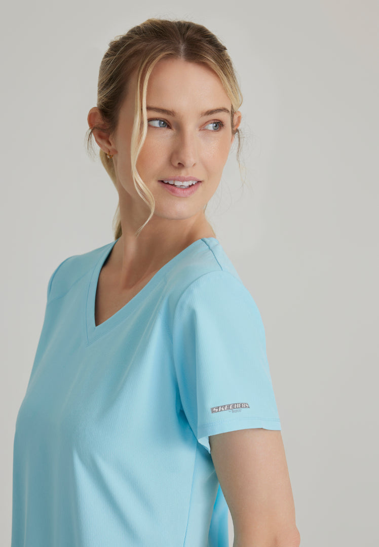 Sketchers™ "Breeze" V-Neck Scrub Top - Poolside