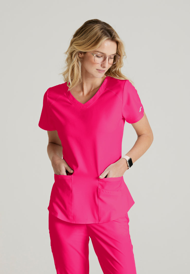 Sketchers™ "Breeze" V-Neck Scrub Top - Vibrance Pink