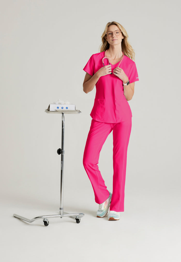 Sketchers™ "Breeze" V-Neck Scrub Top - Vibrance Pink