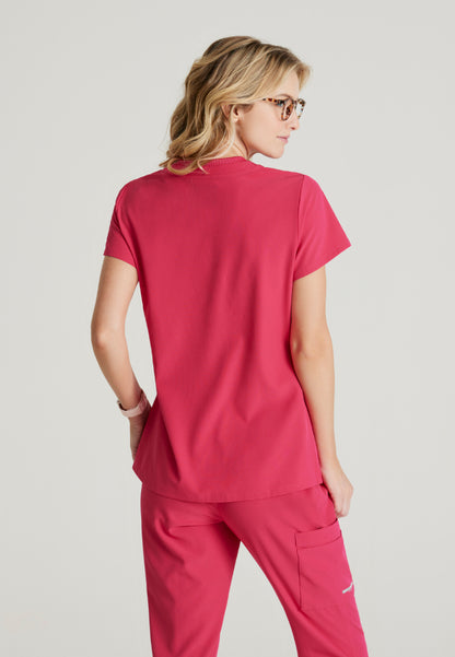 Blusa Dignity con un solo bolsillo y detalle de pliegues - Rosa vibrante