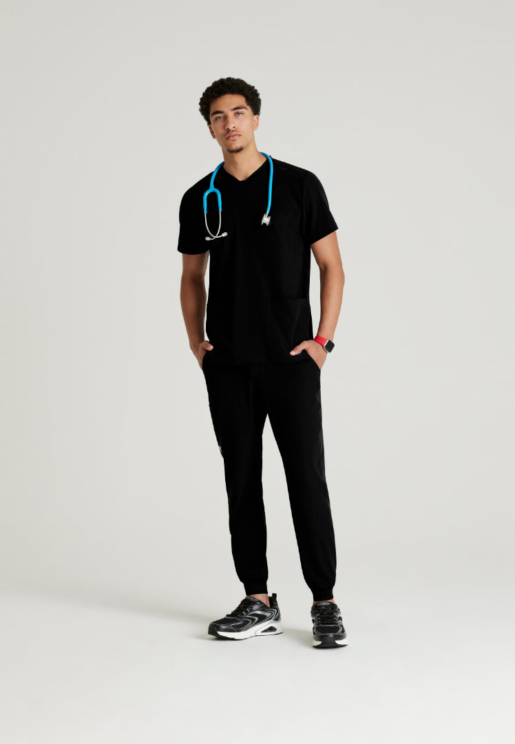 Thesis 3-Pocket Round Neck Scrub Top - Black