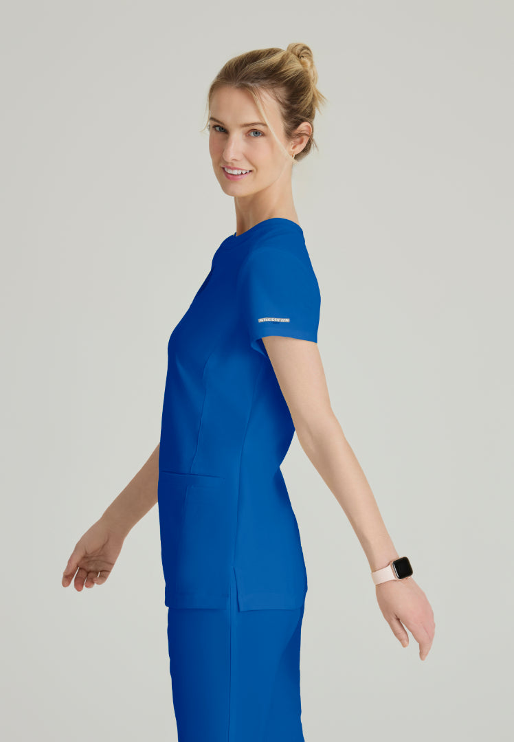 Sketchers™ "Coast" Banded Collar Scrub Top - New Royal