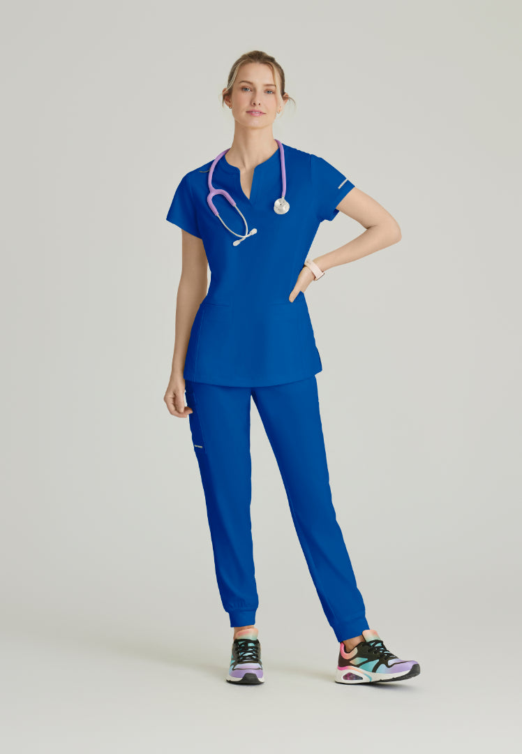 Sketchers™ "Coast" Banded Collar Scrub Top - New Royal