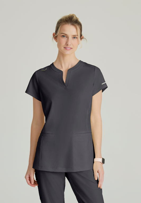 Sketchers™ "Coast" Banded Collar Scrub Top - Pewter