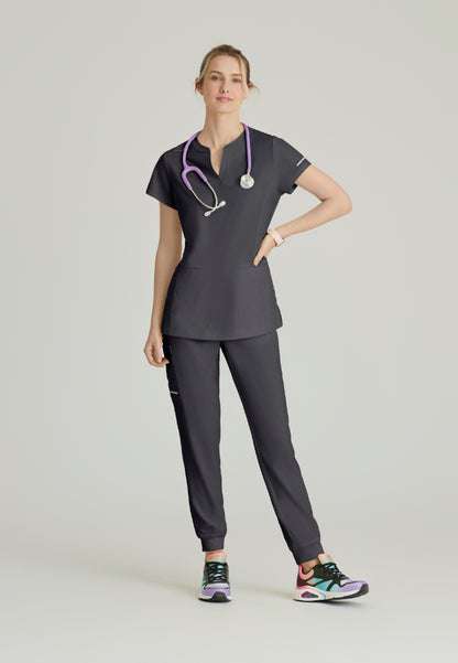 Blusa médica con cuello de banda Coast - Peltre