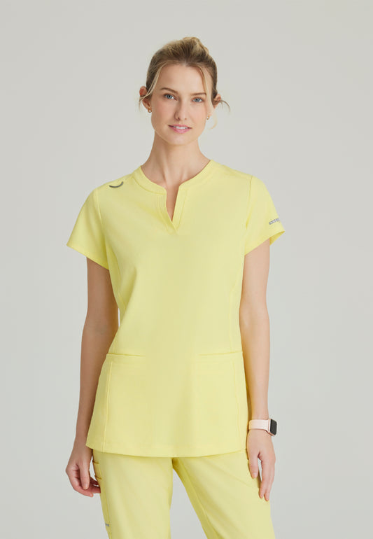 Sketchers™ "Coast" Banded Collar Scrub Top - Lemon Glow