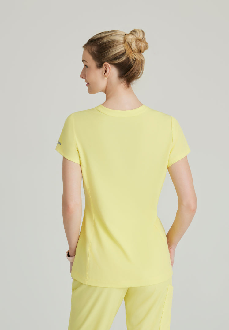 Sketchers™ "Coast" Banded Collar Scrub Top - Lemon Glow