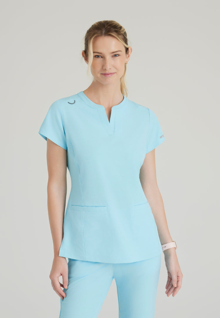 Sketchers™ "Coast" Banded Collar Scrub Top - Poolside