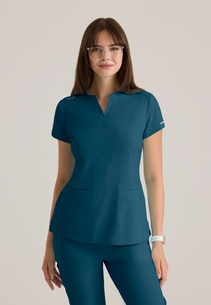 Coast Banded Collar Scrub Top - Bahama
