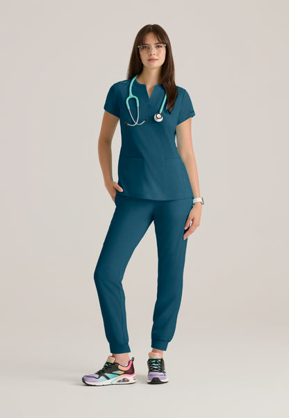 Coast Banded Collar Scrub Top - Bahama