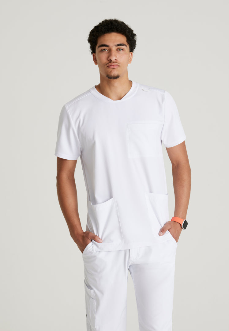 Thesis 3-Pocket Round Neck Scrub Top - White