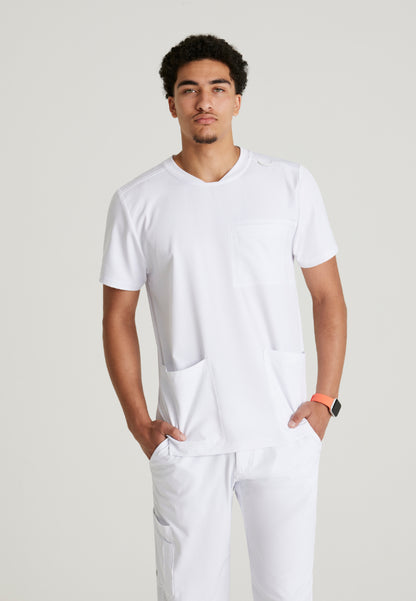 Thesis 3-Pocket Round Neck Scrub Top - White
