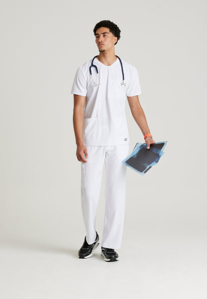 Thesis 3-Pocket Round Neck Scrub Top - White