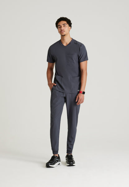 Thesis 3-Pocket Round Neck Scrub Top - Pewter