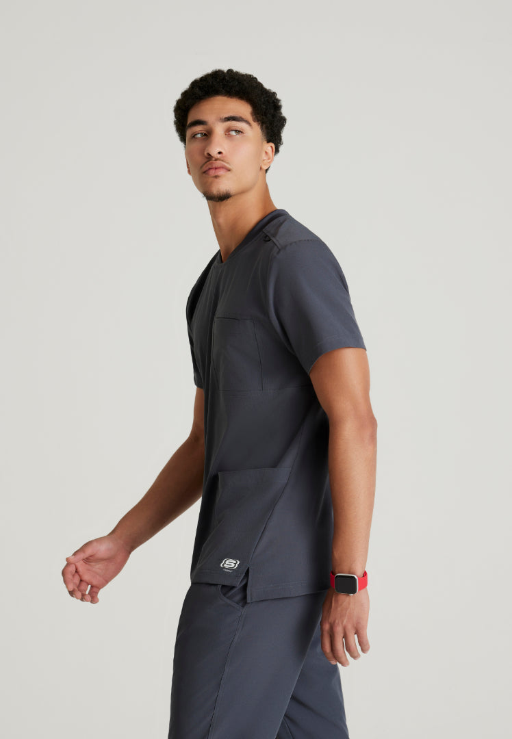 Thesis 3-Pocket Round Neck Scrub Top - Pewter