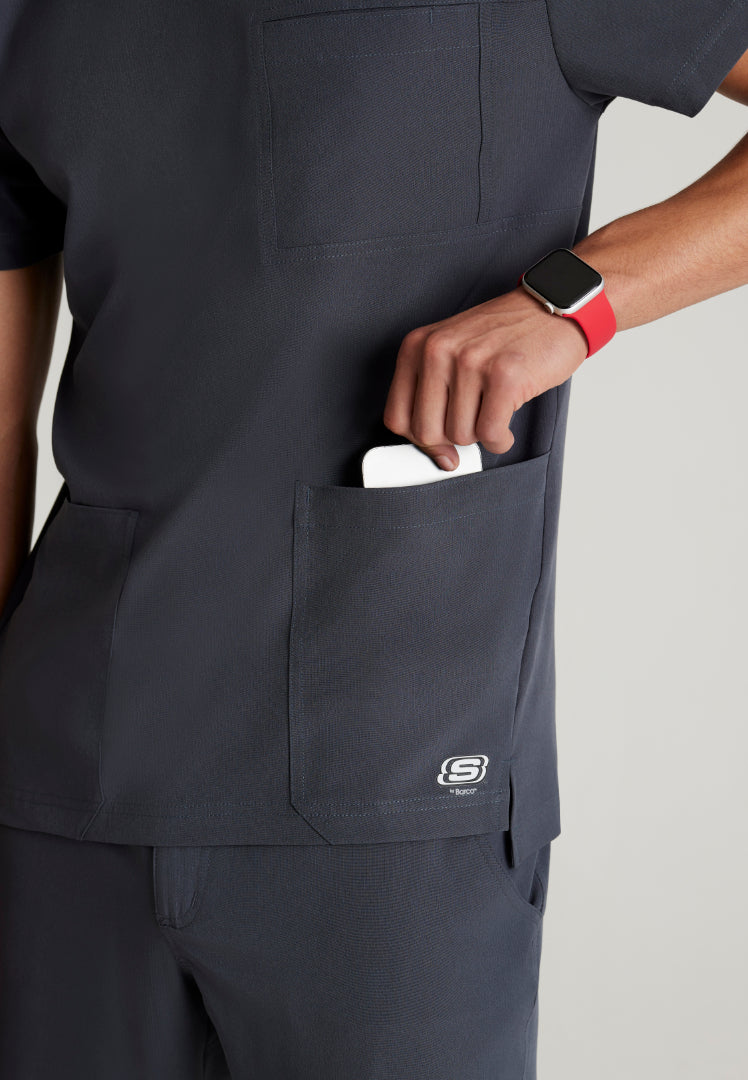 Thesis 3-Pocket Round Neck Scrub Top - Pewter