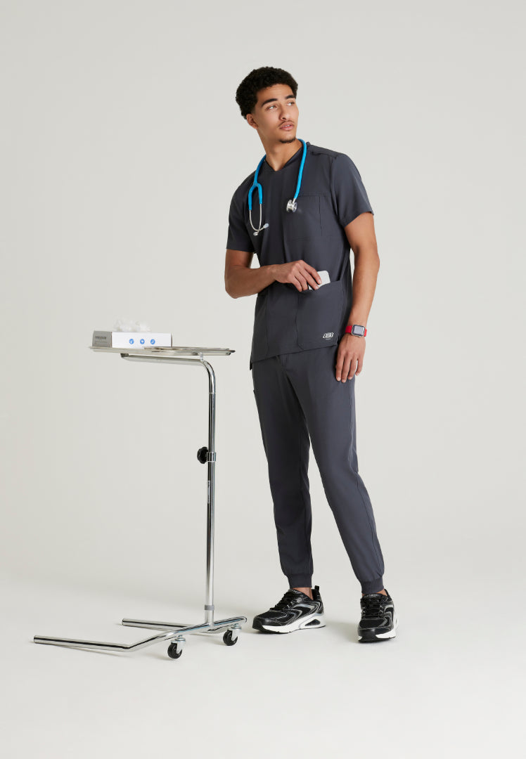 Thesis 3-Pocket Round Neck Scrub Top - Pewter