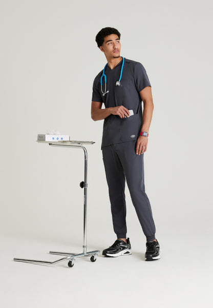 Thesis 3-Pocket Round Neck Scrub Top - Pewter