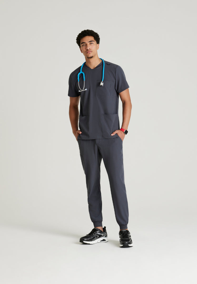Thesis 3-Pocket Round Neck Scrub Top - Pewter