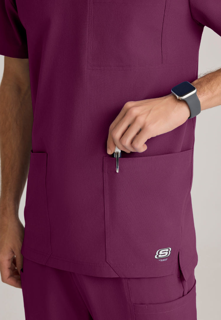 Thesis 3-Pocket Round Neck Scrub Top - Wine