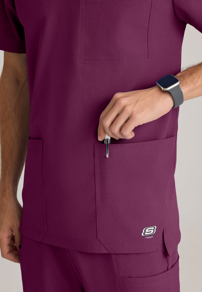 Thesis 3-Pocket Round Neck Scrub Top - Wine