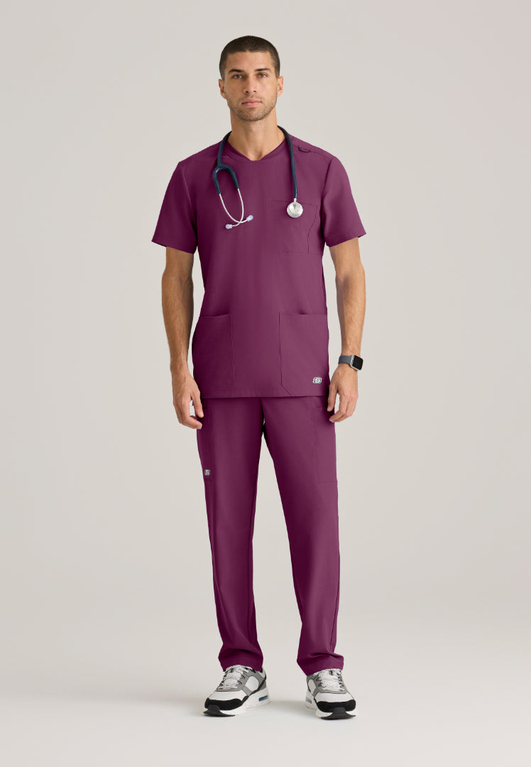 Thesis 3-Pocket Round Neck Scrub Top - Wine