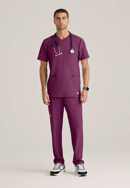 Thesis 3-Pocket Round Neck Scrub Top - Wine