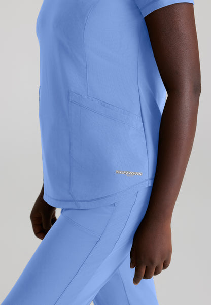 Haut à col en V 3 poches Skechers Slip-ins « Serene » - Bleu ciel