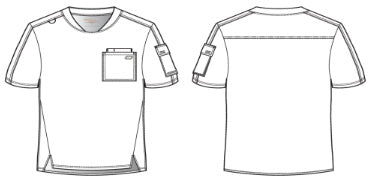 Line Drawing for Station 3-Pocket Round Neck Scrub Top - Pewter
