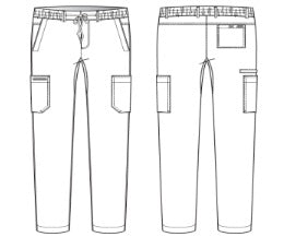 Line Drawing for Terrain 6-Pocket Straight Leg Cargo Pant - Black