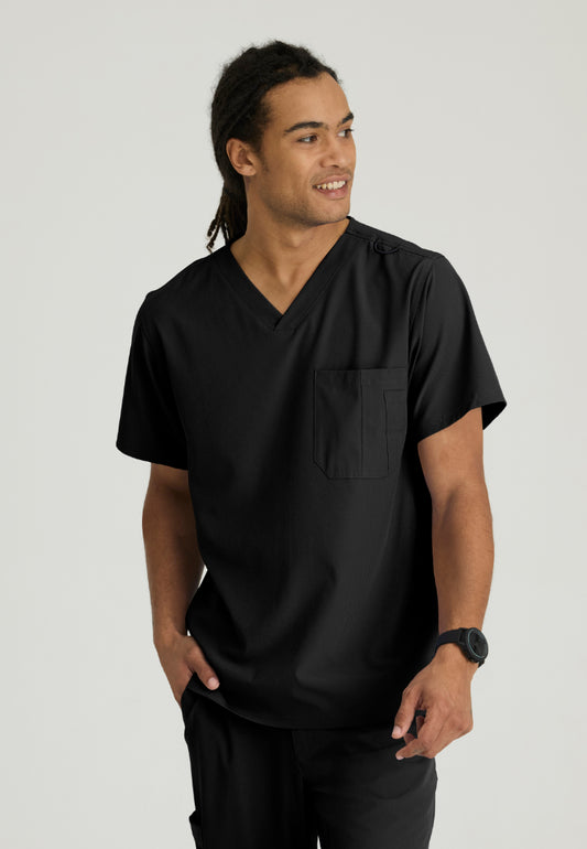 Structure 1-Pocket V-Neck Scrub Top - Black