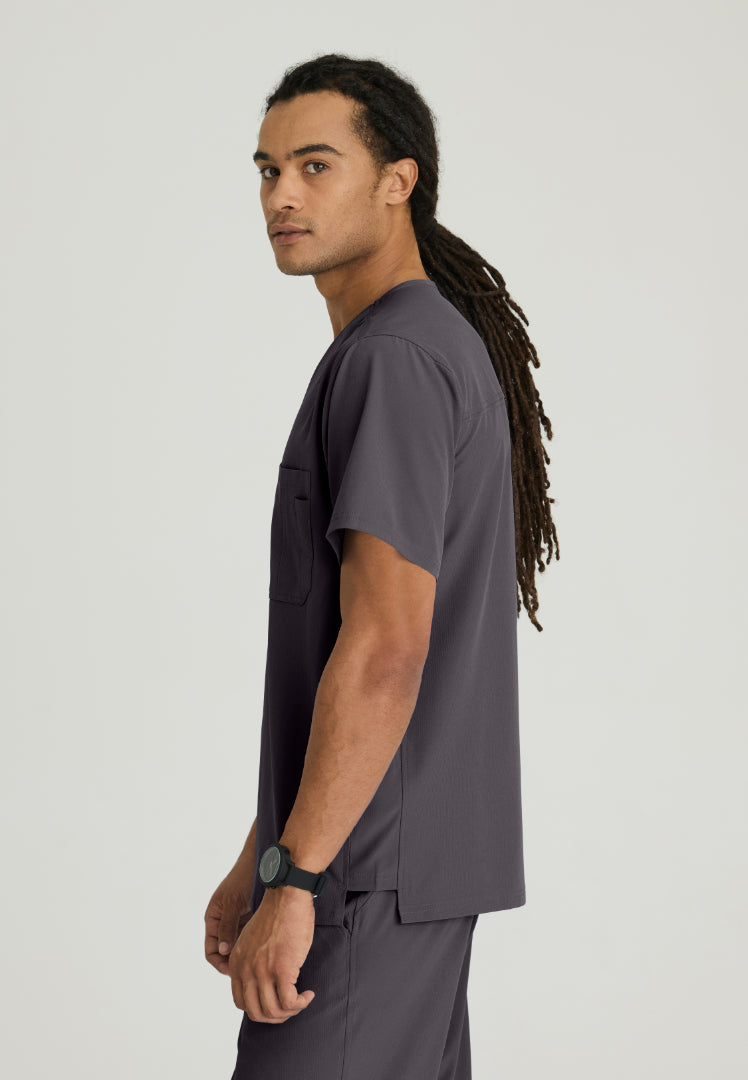 Structure 1-Pocket V-Neck Scrub Top - Pewter