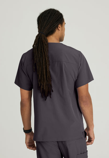 Structure 1-Pocket V-Neck Scrub Top - Pewter