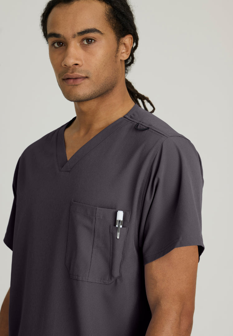 Structure 1-Pocket V-Neck Scrub Top - Pewter