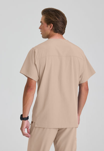 Blusa médica con cuello en V y un bolsillo Structure - Caqui 