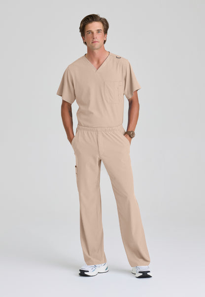 Blusa médica con cuello en V y un bolsillo Structure - Caqui 