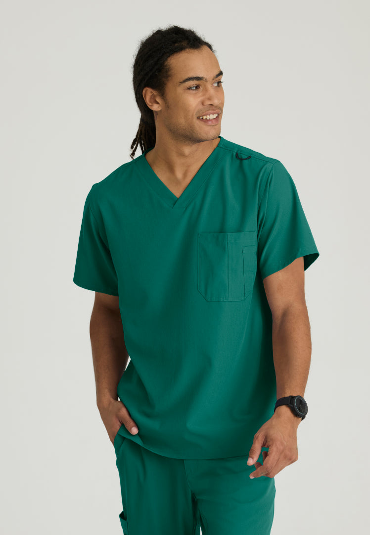 Structure 1-Pocket V-Neck Scrub Top - Hunter