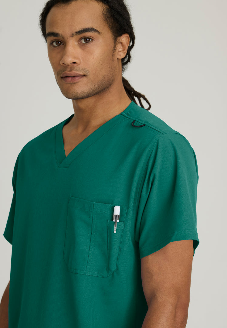 Structure 1-Pocket V-Neck Scrub Top - Hunter
