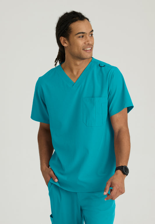 Structure 1-Pocket V-Neck Scrub Top - Teal