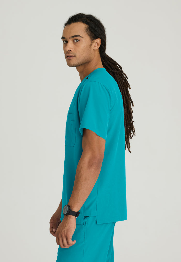 Structure 1-Pocket V-Neck Scrub Top - Teal