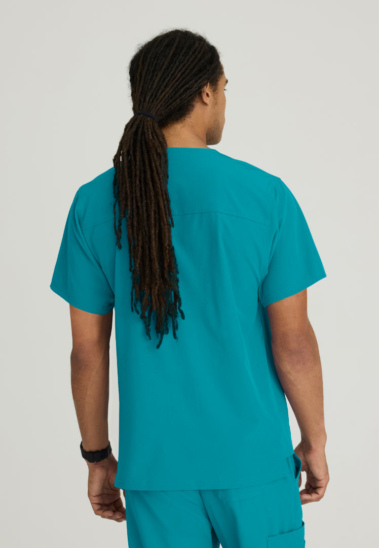Structure 1-Pocket V-Neck Scrub Top - Teal