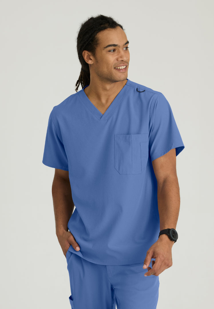 Structure 1-Pocket V-Neck Scrub Top - Ciel