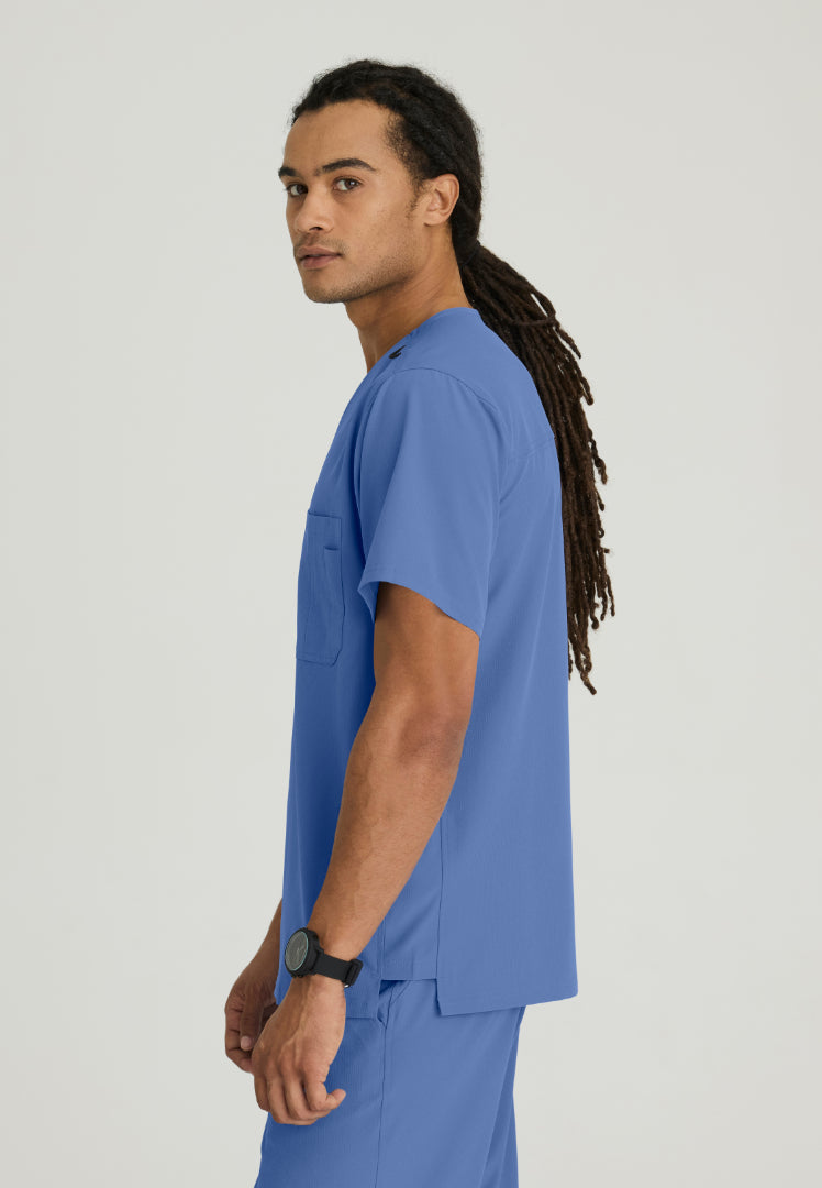 Structure 1-Pocket V-Neck Scrub Top - Ciel