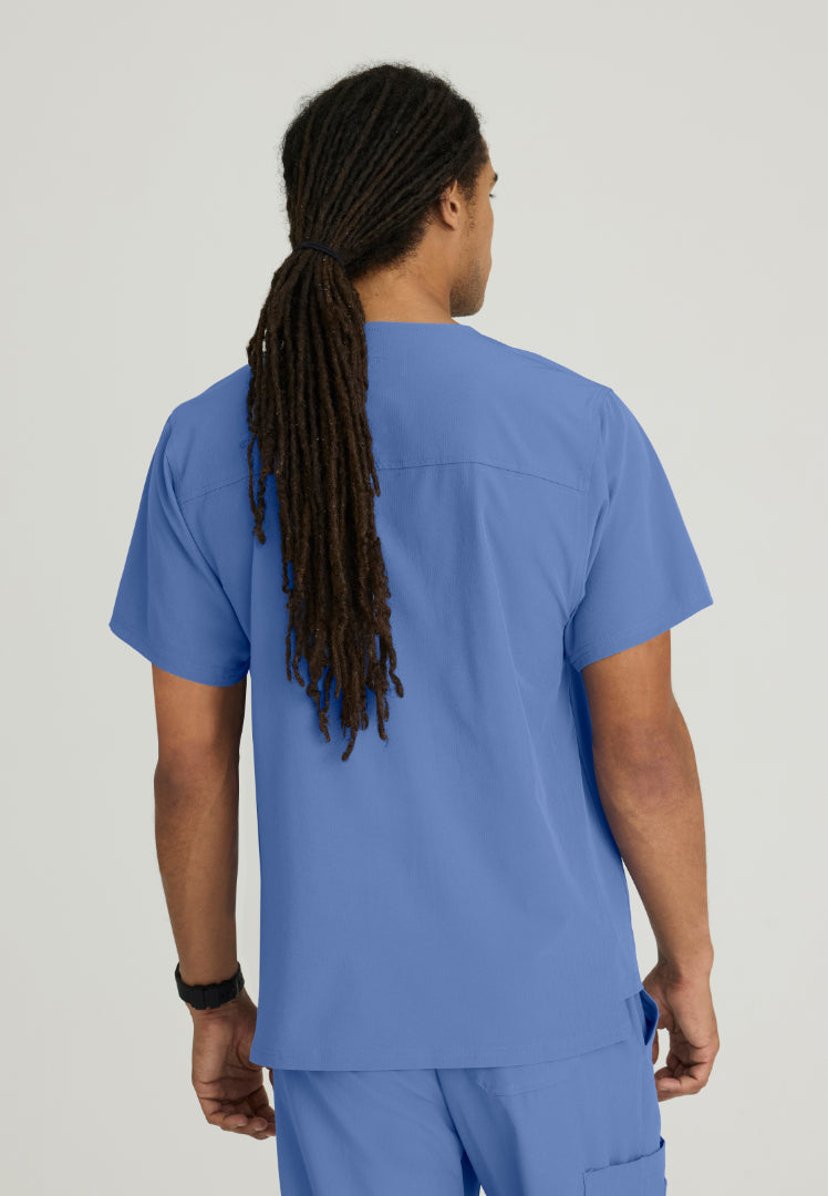 Structure 1-Pocket V-Neck Scrub Top - Ciel