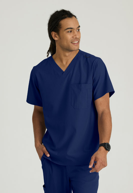 Structure 1-Pocket V-Neck Scrub Top - Navy