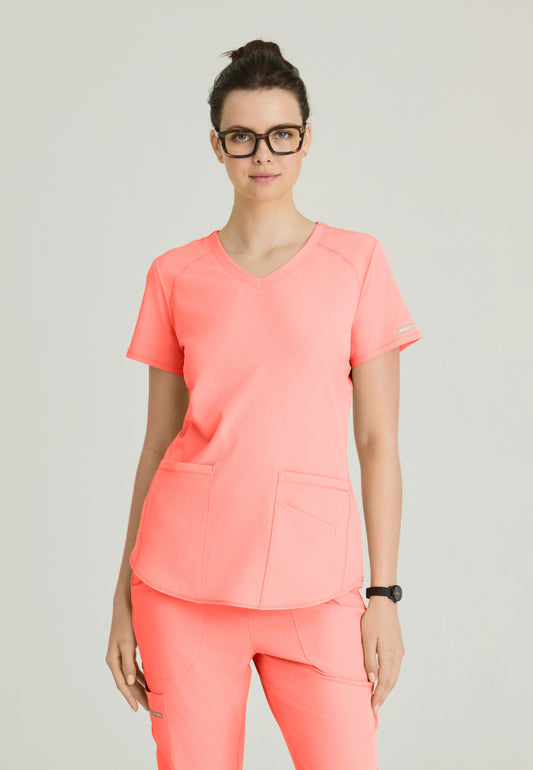 Breeze V-Neck Scrub Top - Coral Fizz