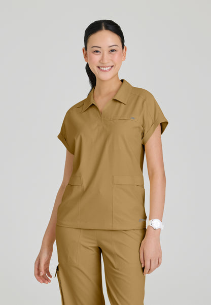 Charlie Shirt Collar Dolman Scrub Top - Duffle