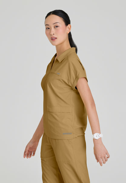 Charlie Shirt Collar Dolman Scrub Top - Duffle