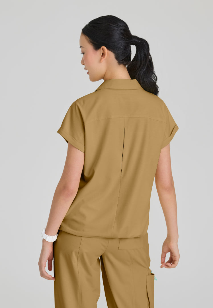 Charlie Shirt Collar Dolman Scrub Top - Duffle